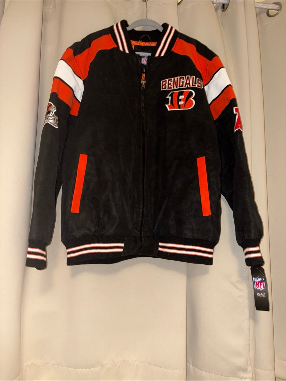 NFL Bengals Black and Orange Varsity Jacket